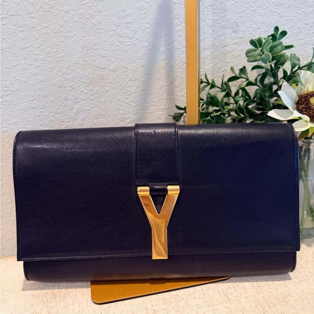 Yves Saint Laurent Black Leather Clutch